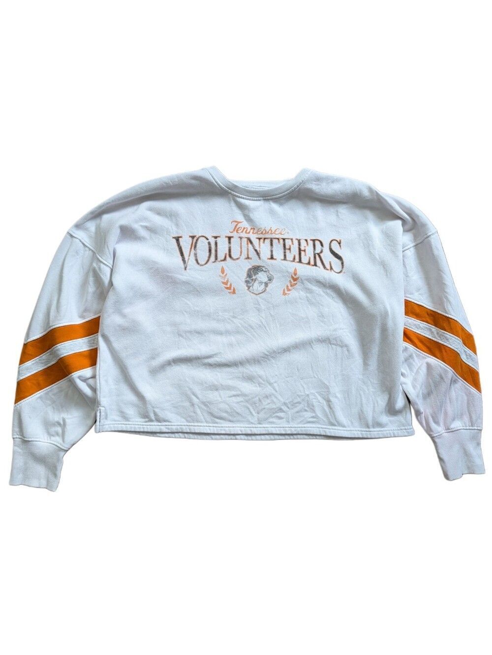 Tennessee Volunteers Womens White Orange Gray Vols Cropped Sweatshirt Size XL